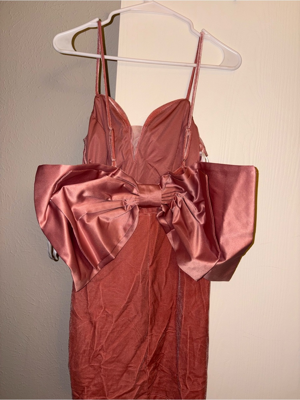 Fashion Nova Dusty Rose Satin Bow Slip Dress